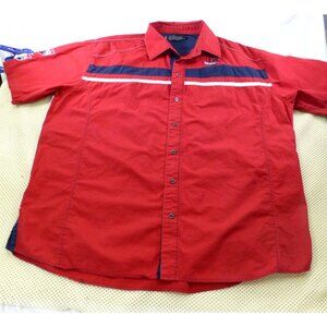 Coogi Red & Navy Vintage Racing 1969 Emblem Short Sleeve Button Shirt Xxl